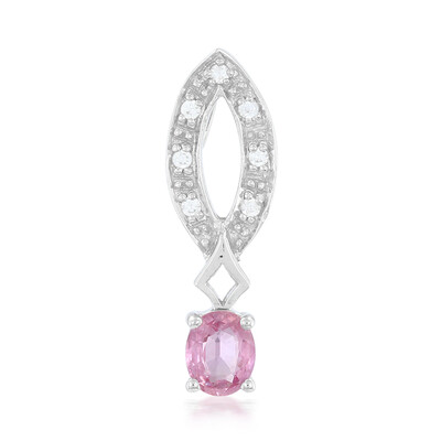 Zilveren hanger met een Padparadscha saffier