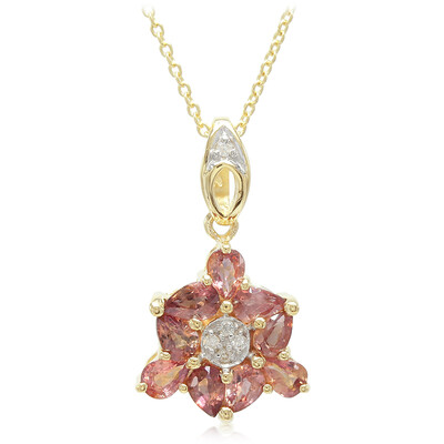 Gouden halsketting met Onverhitte Padparadscha Saffieren