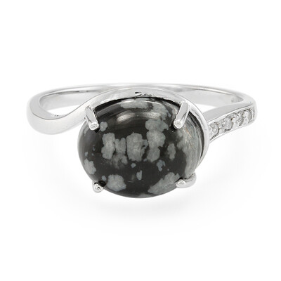 Zilveren ring met een sneeuwvlokken obsidiaan