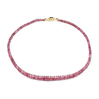 Gouden halsketting met roze toermalijnen