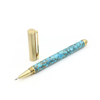 Messing pen met turkooisstenen