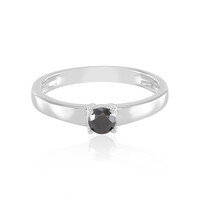 Zilveren ring met een zwarte diamant