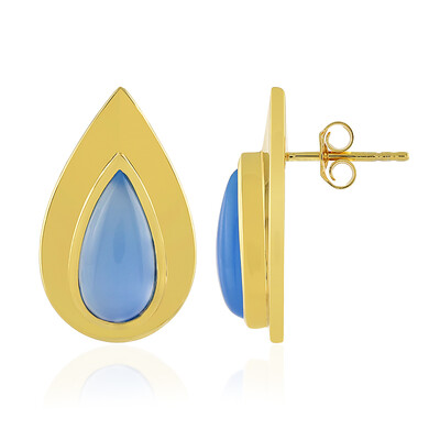 Zilveren oorbellen met Blauwe chalcedonen (MONOSONO COLLECTION)
