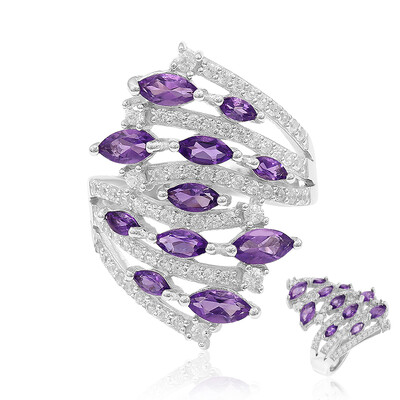Zilveren ring met amethisten