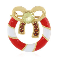 Zilveren broche met een Ouro Verde kwarts