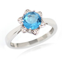 Zilveren ring met een Zwitsers-blauwe topaas