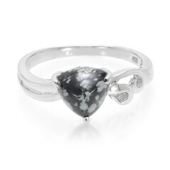 Zilveren ring met een sneeuwvlokken obsidiaan