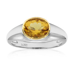 Platina ring met een gele beril