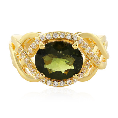 Zilveren ring met een moldaviet