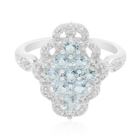 Zilveren ring met hemel-blauwe topaasstenen