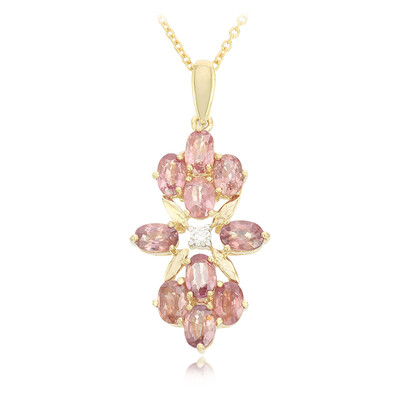 Gouden halsketting met Onverhitte Padparadscha Saffieren (AMAYANI)