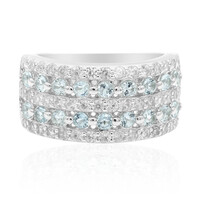 Zilveren ring met hemel-blauwe topaasstenen