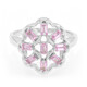 Zilveren ring met Ceylon roze saffieren