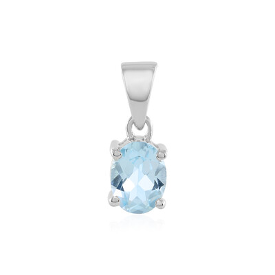 Zilveren hanger met een hemel-blauwe topaas