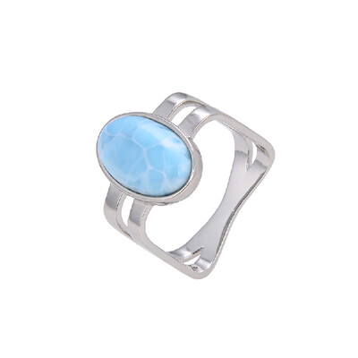 Zilveren ring met een larimar