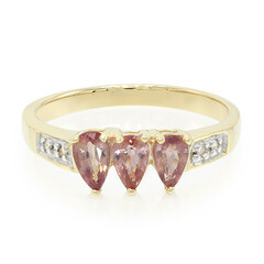 Gouden ring met Onverhitte Padparadscha Saffieren