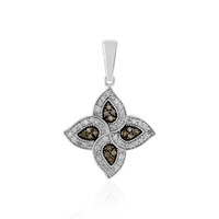 Zilveren hanger met I4 Champagne Diamanten