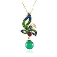 Zilveren halsketting met een Groene onyx (Adela Silber)