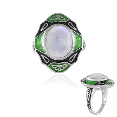 Zilveren ring met een regenboog maansteen (Adela Silber)