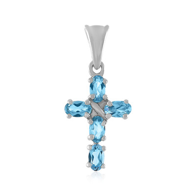 Zilveren hanger met Zwitsers-blauwe topaasstenen