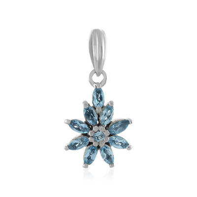 Zilveren hanger met Zwitsers-blauwe topaasstenen
