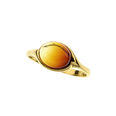 Zilveren ring met een Baltische barnsteen (dagen)