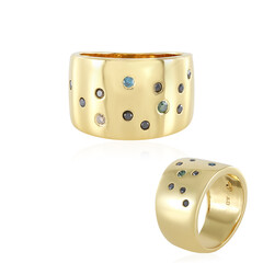 Zilveren ring met een I2 Groene Diamant