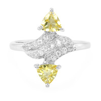Zilveren ring met gele berillstenen