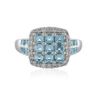Zilveren ring met Zwitsers-blauwe topaasstenen