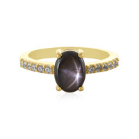 Zilveren ring met een zwarte ster saffier