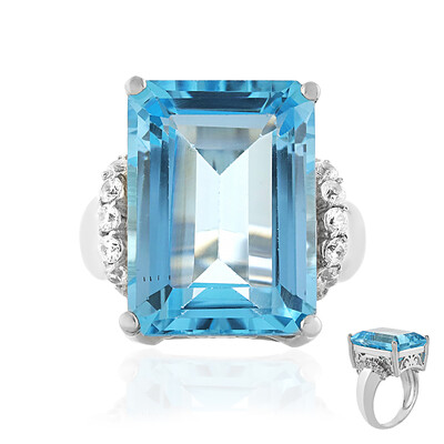 Zilveren ring met een hemel-blauwe topaas