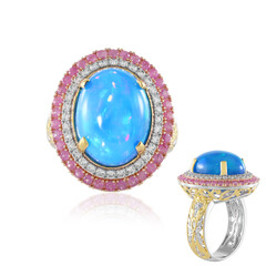 Zilveren ring met een Blauwe Ethiopische Opaal (Gems en Vogue)