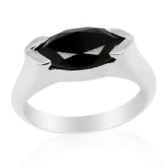 Zilveren herenring met een zwarte spinel