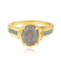 Gouden ring met een Zilveren Blauwe Ster Saffier