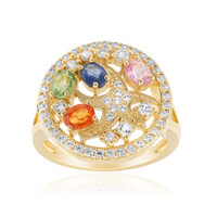 Zilveren ring met een groene saffier
