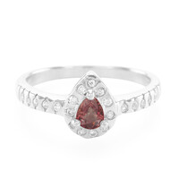 Zilveren ring met een avondrode saffier