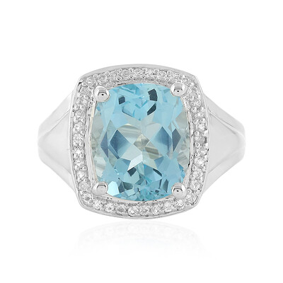 Zilveren ring met een hemel-blauwe topaas