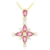 Gouden halsketting met Onverhitte Padparadscha Saffieren (AMAYANI)