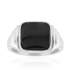 Zilveren ring met een zwarte onyx