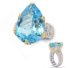 Zilveren ring met een hemel-blauwe topaas (Gems en Vogue)
