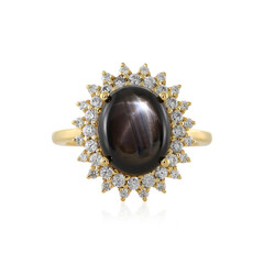Zilveren ring met een zwarte ster saffier