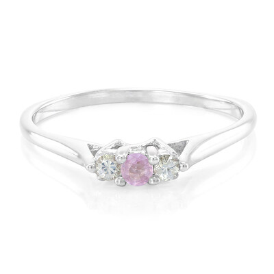Zilveren ring met een Ceylon roze saffier