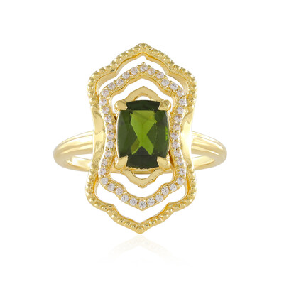 Zilveren ring met een Russische diopsied