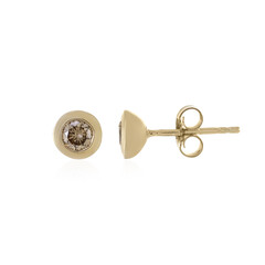 Gouden oorbellen met I1 Bruine Diamanten