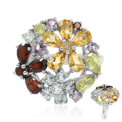 Zilveren ring met citrienstenen
