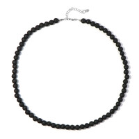 Zilveren halsketting met lava parels