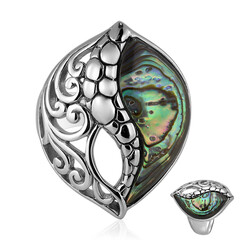 Zilveren ring met een Abalone schelp