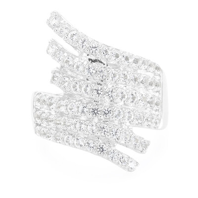 Zilveren ring met witte topaasstenen