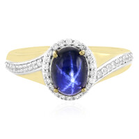 Zilveren ring met een blauwe ster saffier