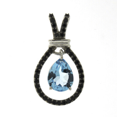 Zilveren hanger met een Zwitsers-blauwe topaas
